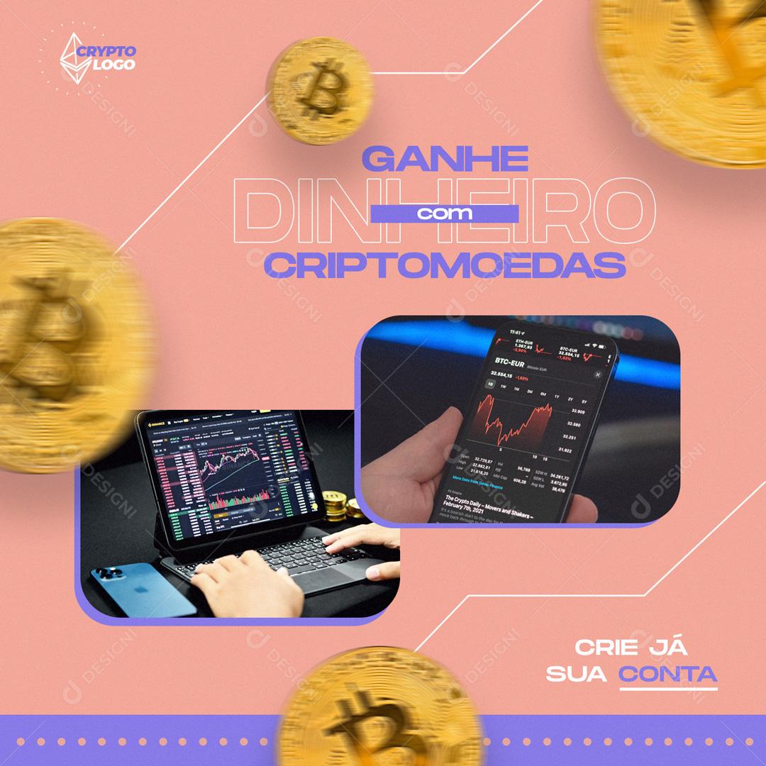 Ganhe Dinheiro Com Criptomoedas Social Media PSD Editável