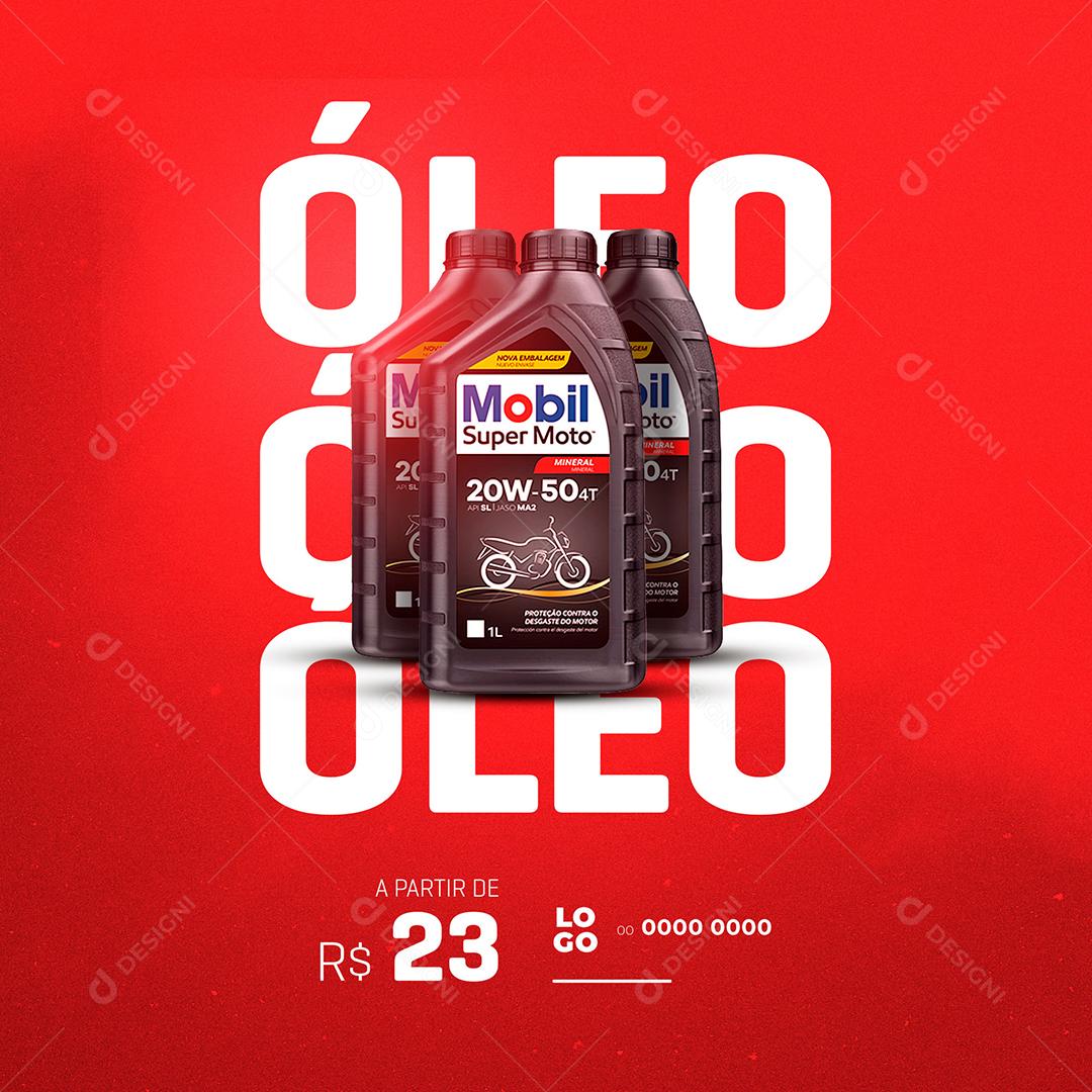 Óleo Mobil Super Moto Social Media PSD Editável