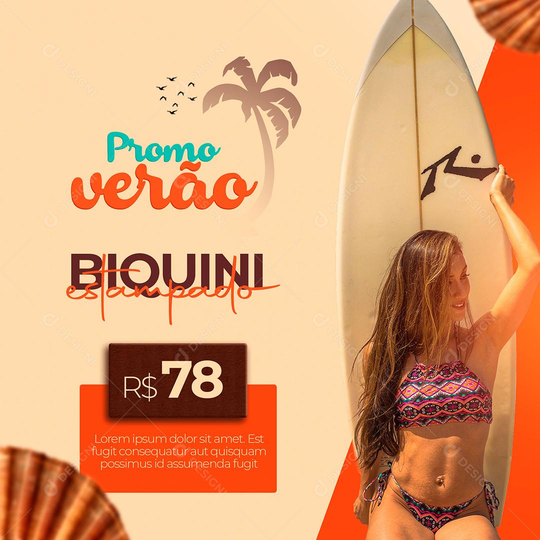 Promoção de Verão Biquíni Estampado Social Media PSD Editável