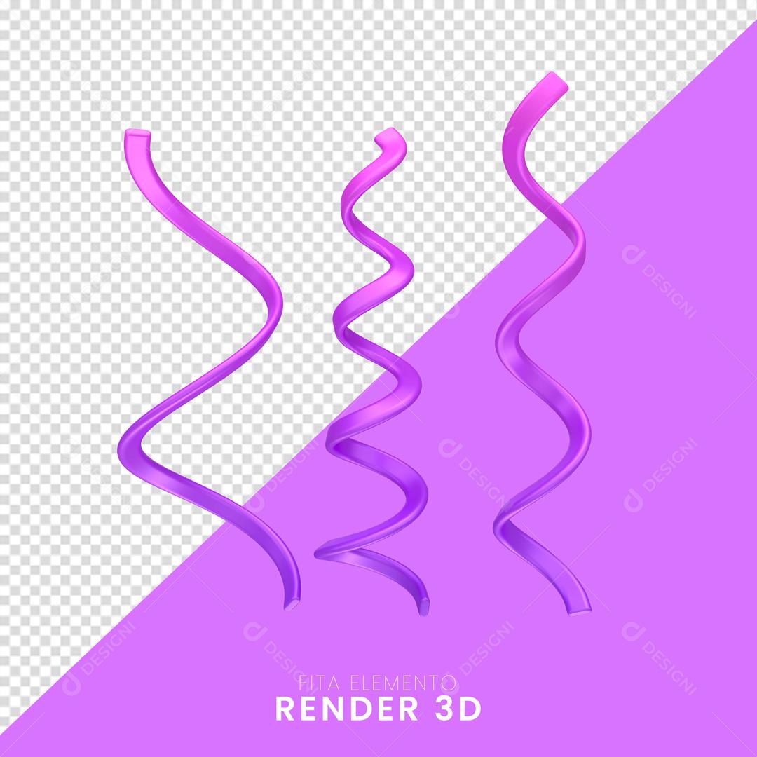Elemento 3D Para Composição Confetes Roxos Carnaval PNG Transparente