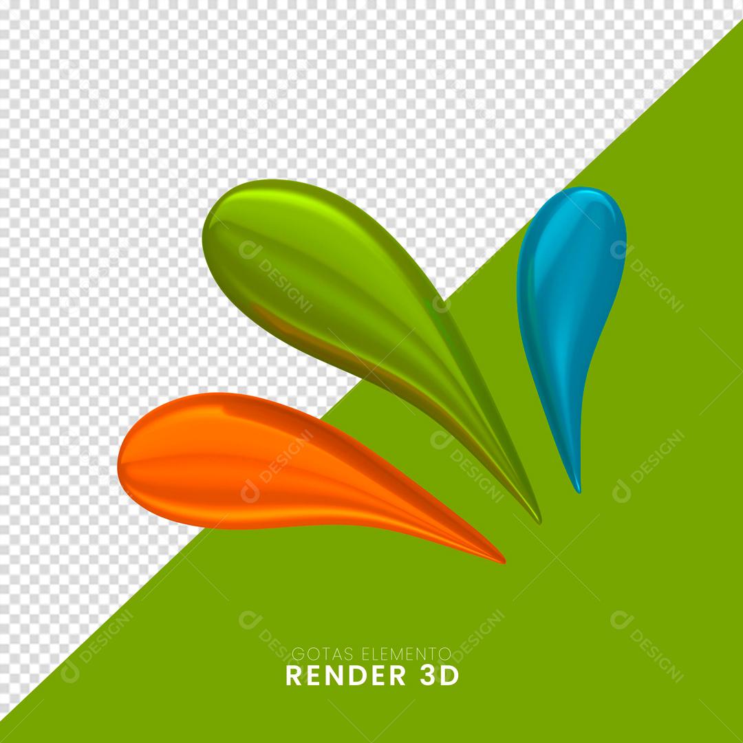Elemento 3D Para Composição Gotas Coloridas Carnaval PNG Transparente