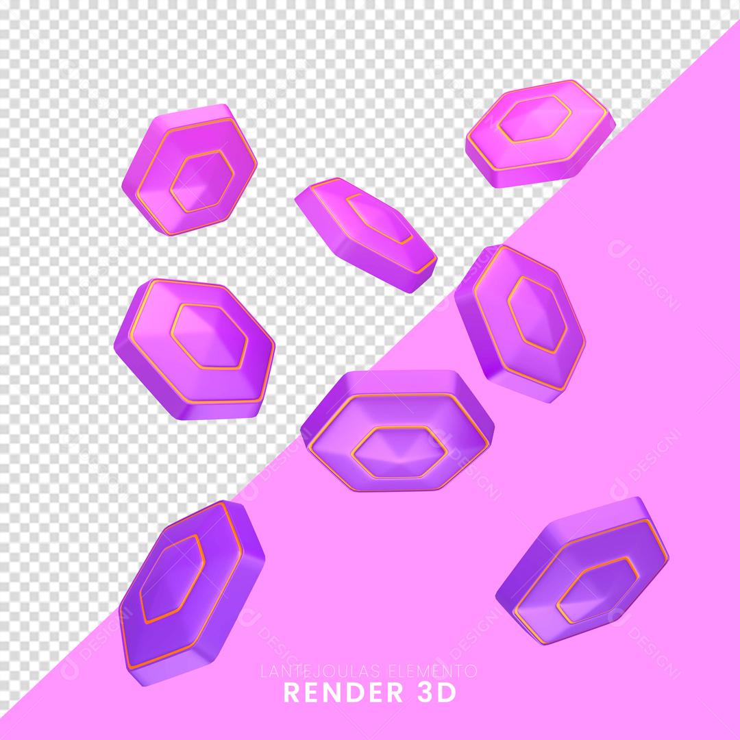 Elemento 3D Para Composição Confetes Roxos Carnaval PNG Transparente