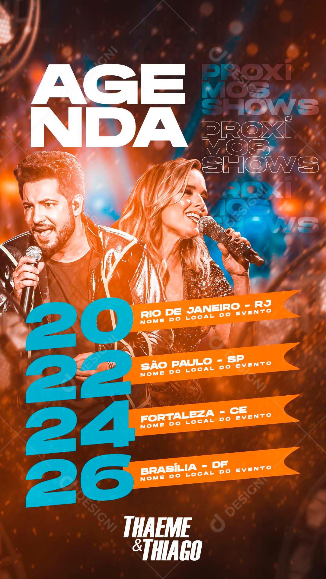 Flyer Agenda Semanal Thaeme E Thiago Social Media PSD Editável