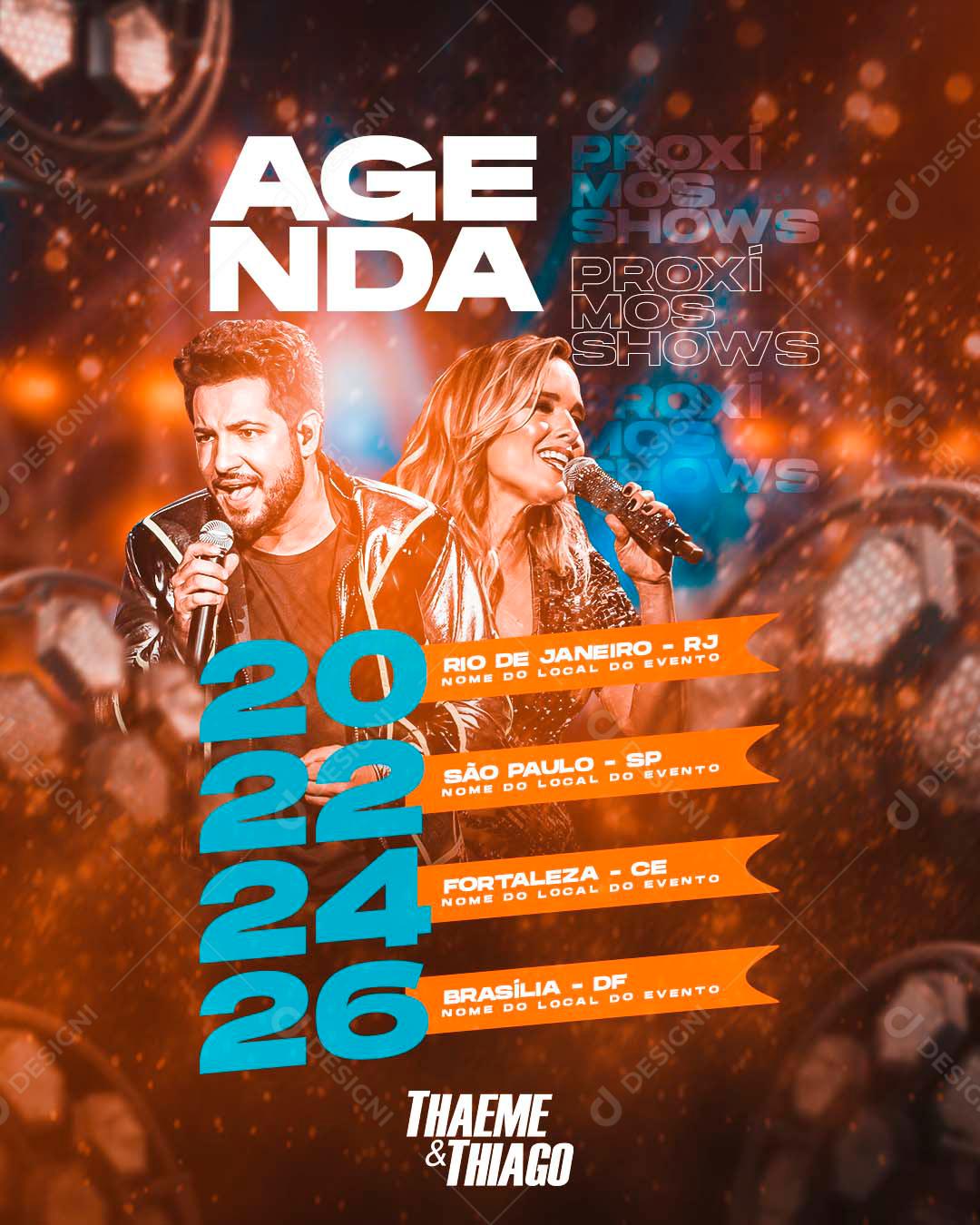 Flyer Agenda Semanal Thaeme E Thiago Social Media PSD Editável