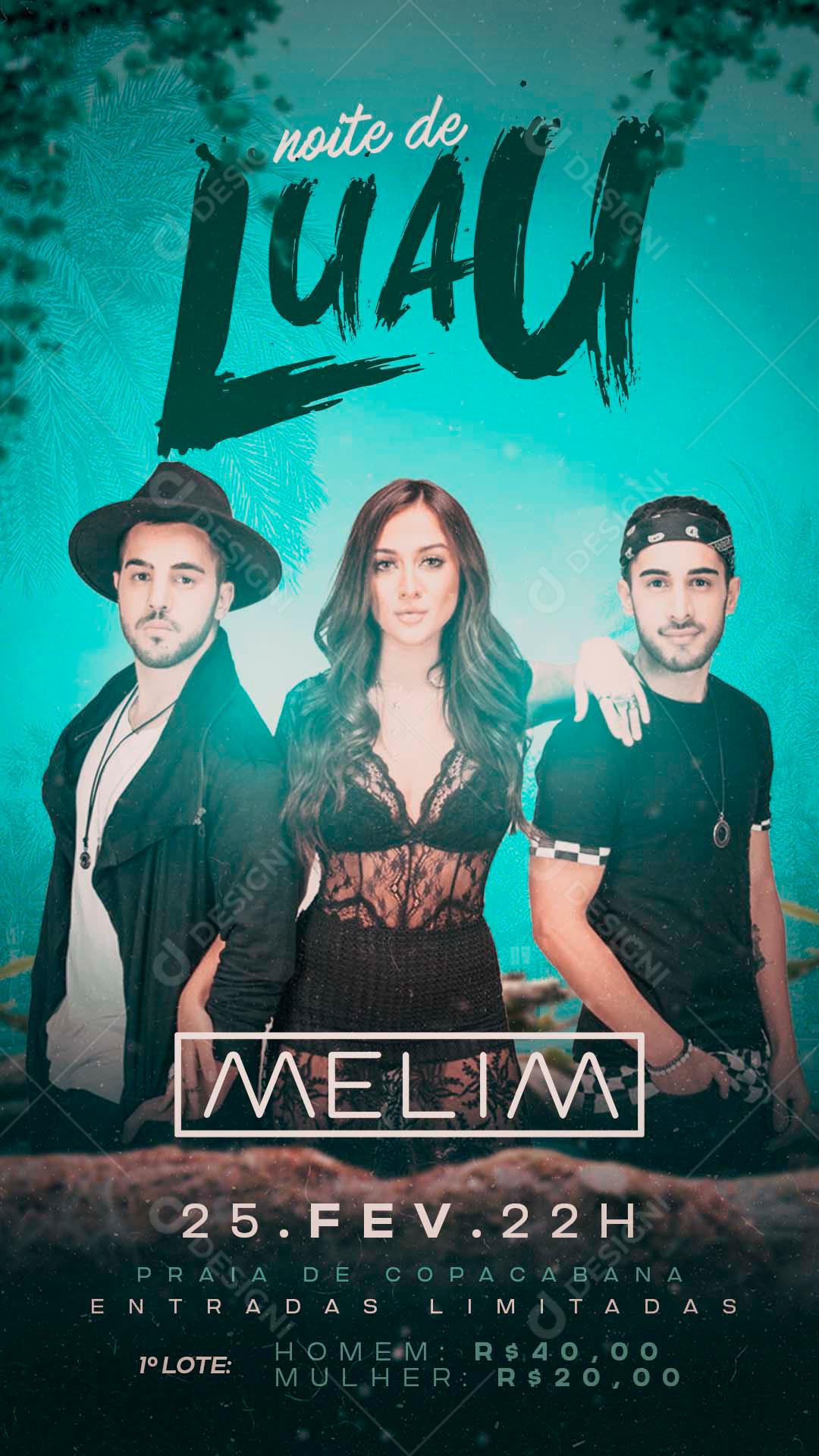 Flyer Noite De Luau Melim Social Media PSD Editável