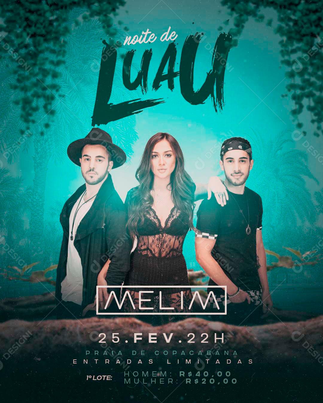 Flyer Noite De Luau Melim Social Media PSD Editável