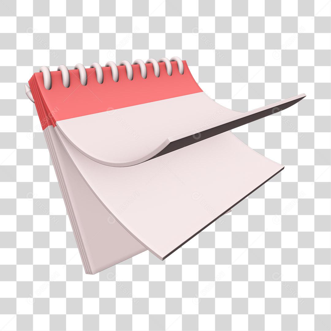 Calendário Rosa Elemento 3D PNG Transparente