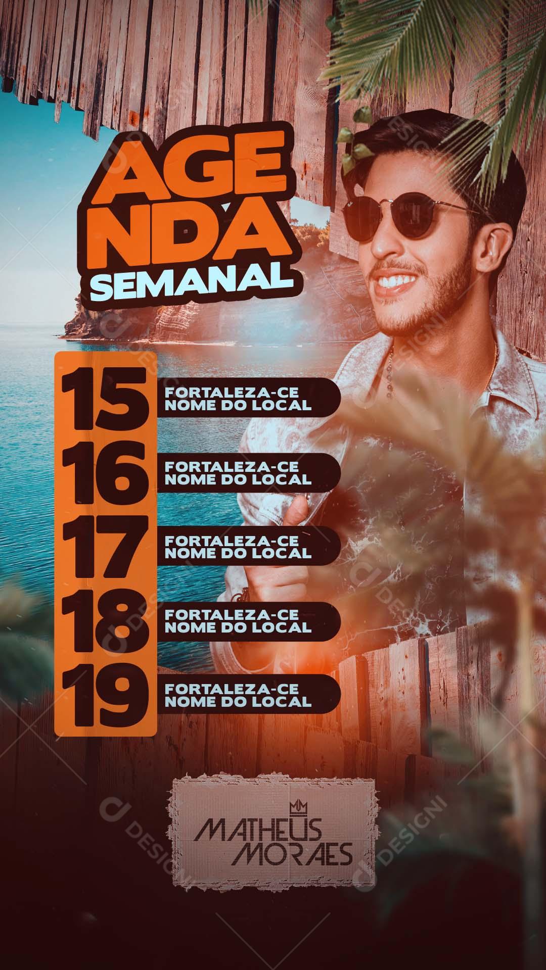 Flyer Agenda Semanal Matheus e Moraes Social Media PSD Editável