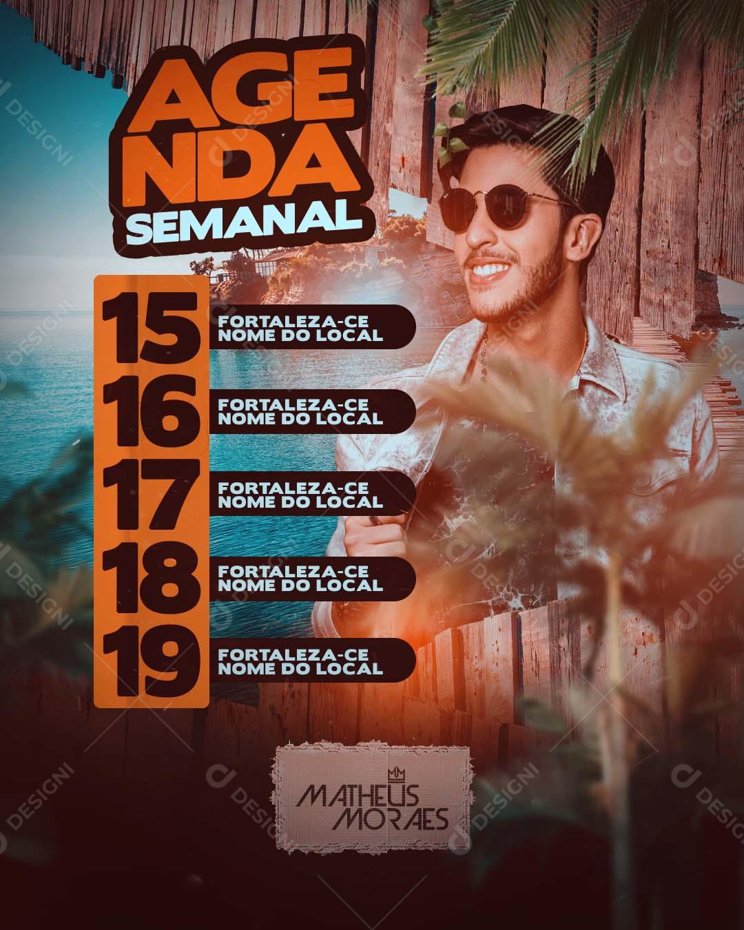 Flyer Agenda Semanal Matheus e Moraes Social Media PSD Editável