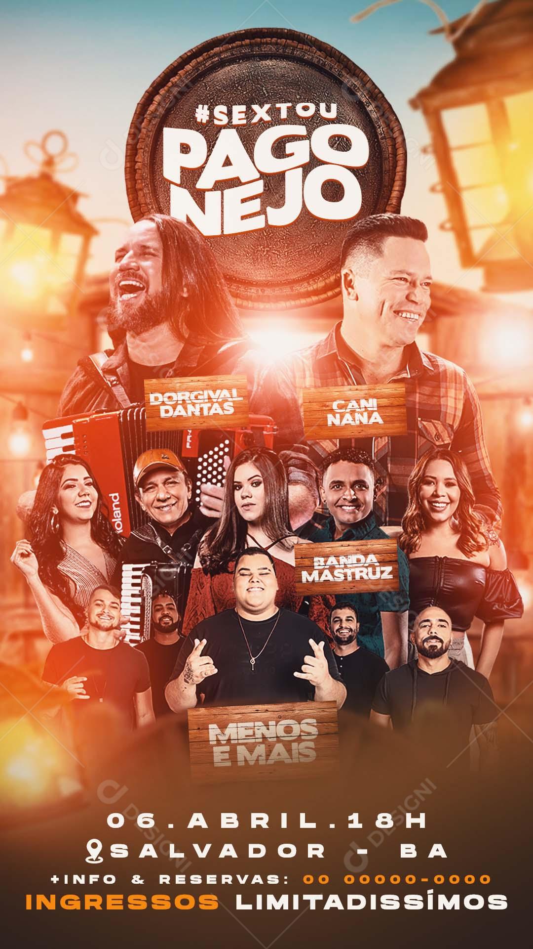 Flyer Sextou Pagonejo Menos é Mais Social Media PSD Editável