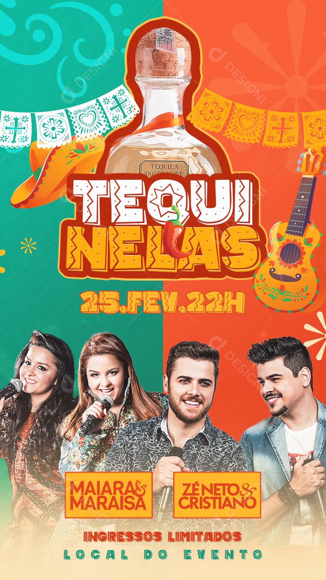 Flyer Festas Da Tequiloka Maiara e Maraisa Zéneto e Cristiano Social Media PSD Editável