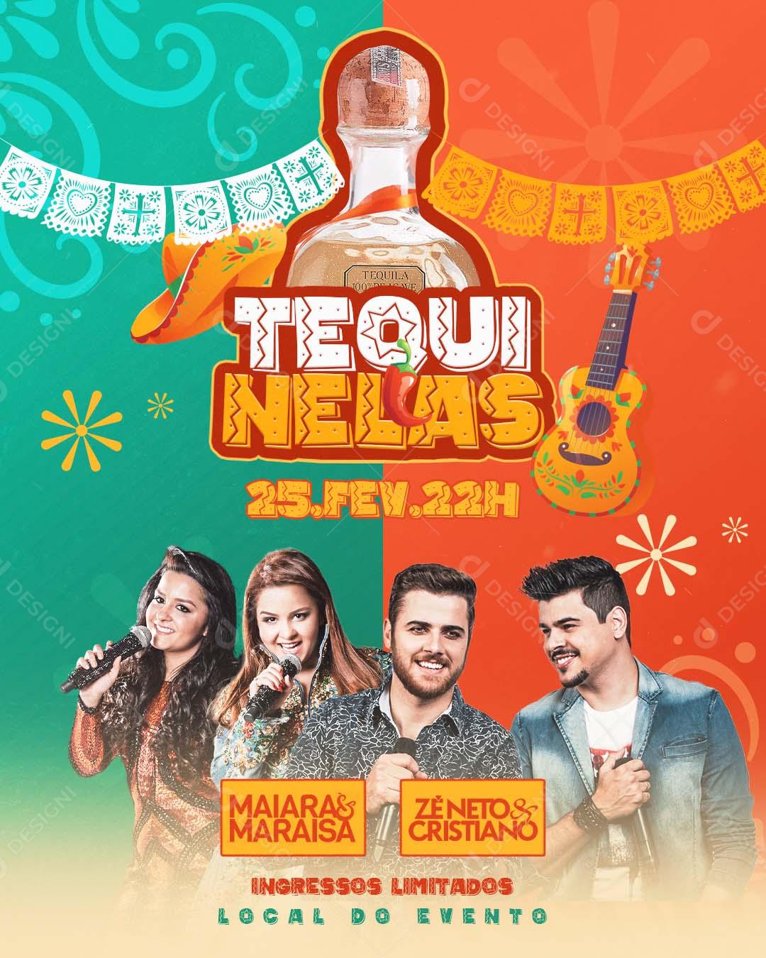 Flyer Festas Da Tequiloka Maiara e Maraisa Zéneto e Cristiano Social Media PSD Editável