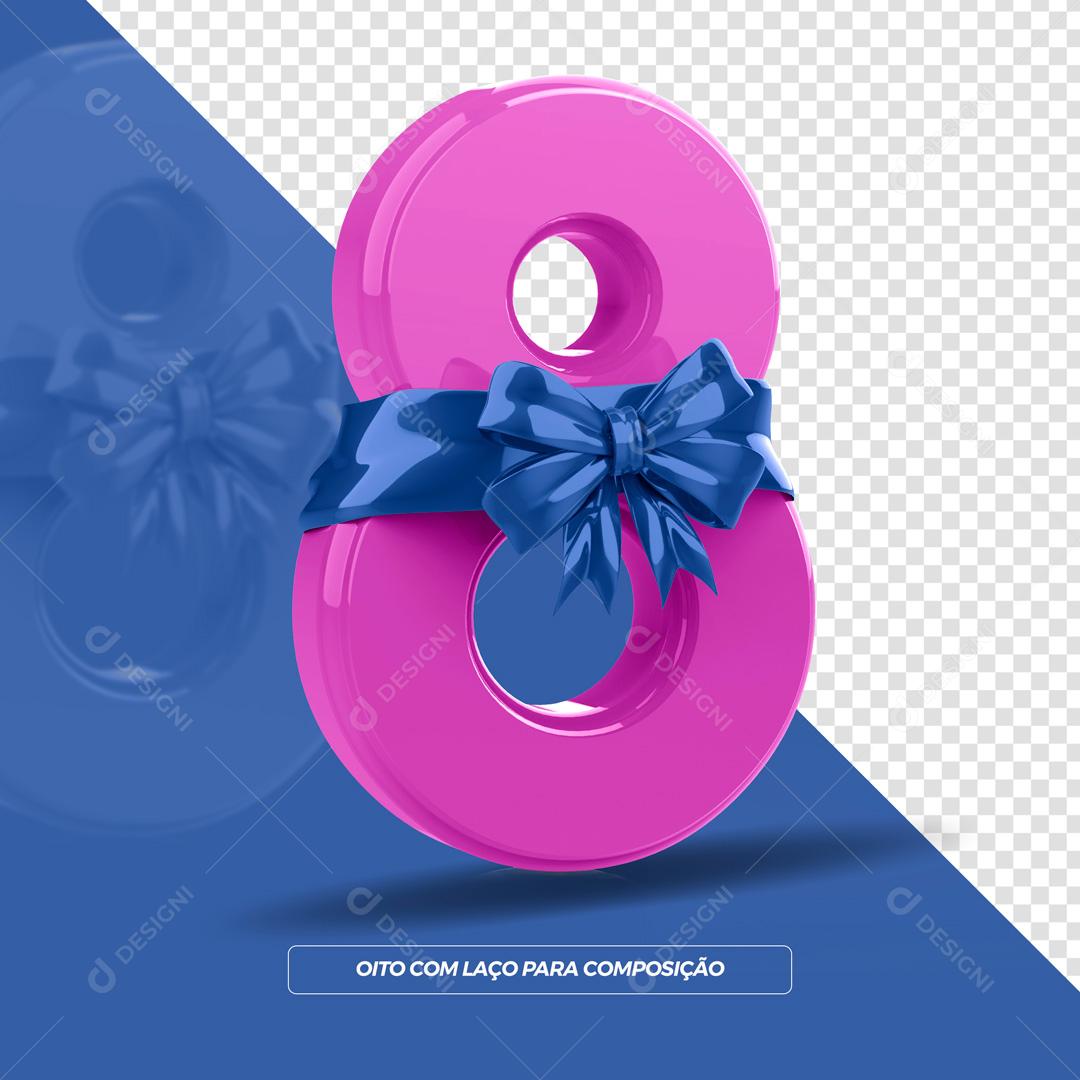 Elemento 3D Para Composição Número Roxo Com Fita Social Media PSD Editável