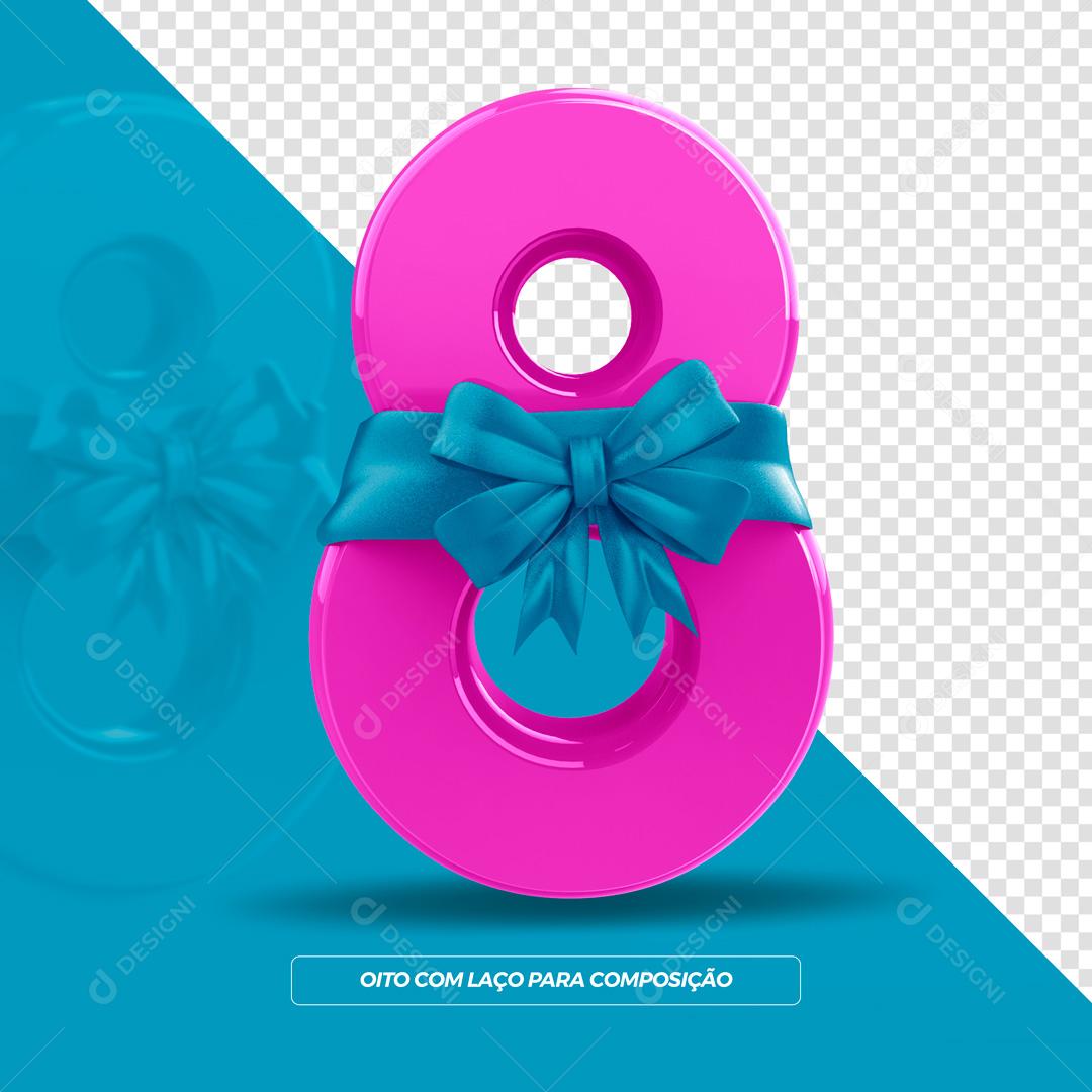 Elemento 3D Para Composição Número Roxo Com Fita Social Media PSD Editável