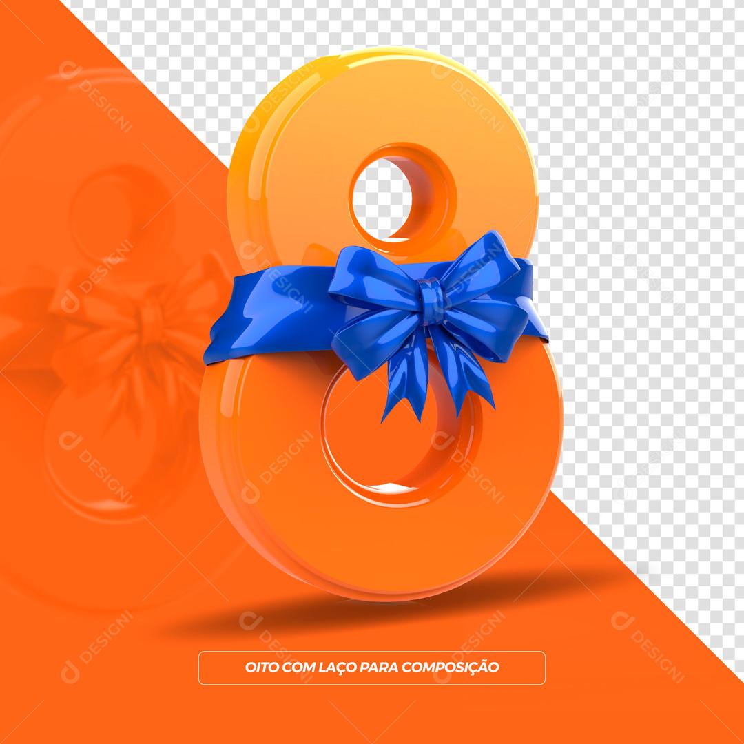 Elemento 3D Para Composição Número laranja Com Fita Social Media PSD Editável
