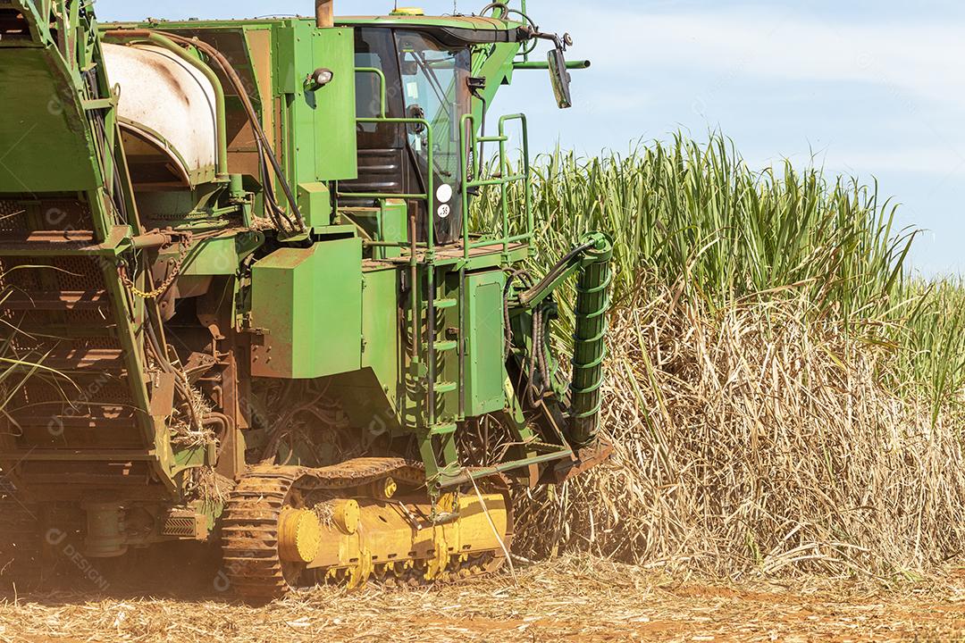 Trator agrícola colhendo soja no campo Imagem JPG