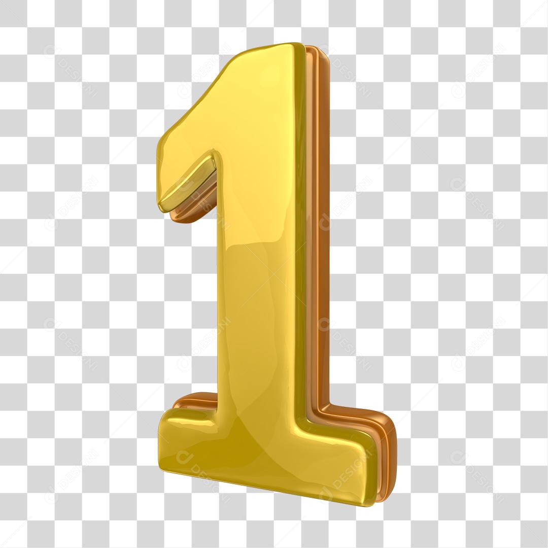 Número 1 Elemento 3D PNG Transparente