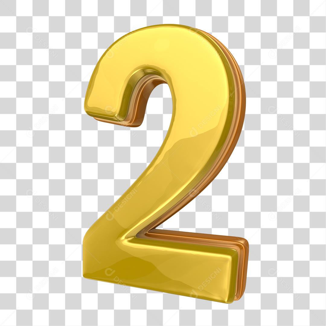 Número 2 Elemento 3D PNG Transparente