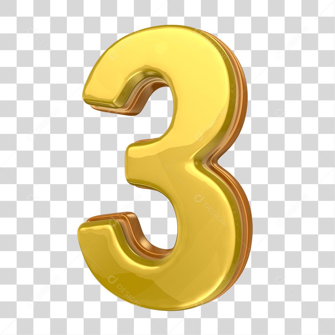 Número 3 Elemento 3D PNG Transparente