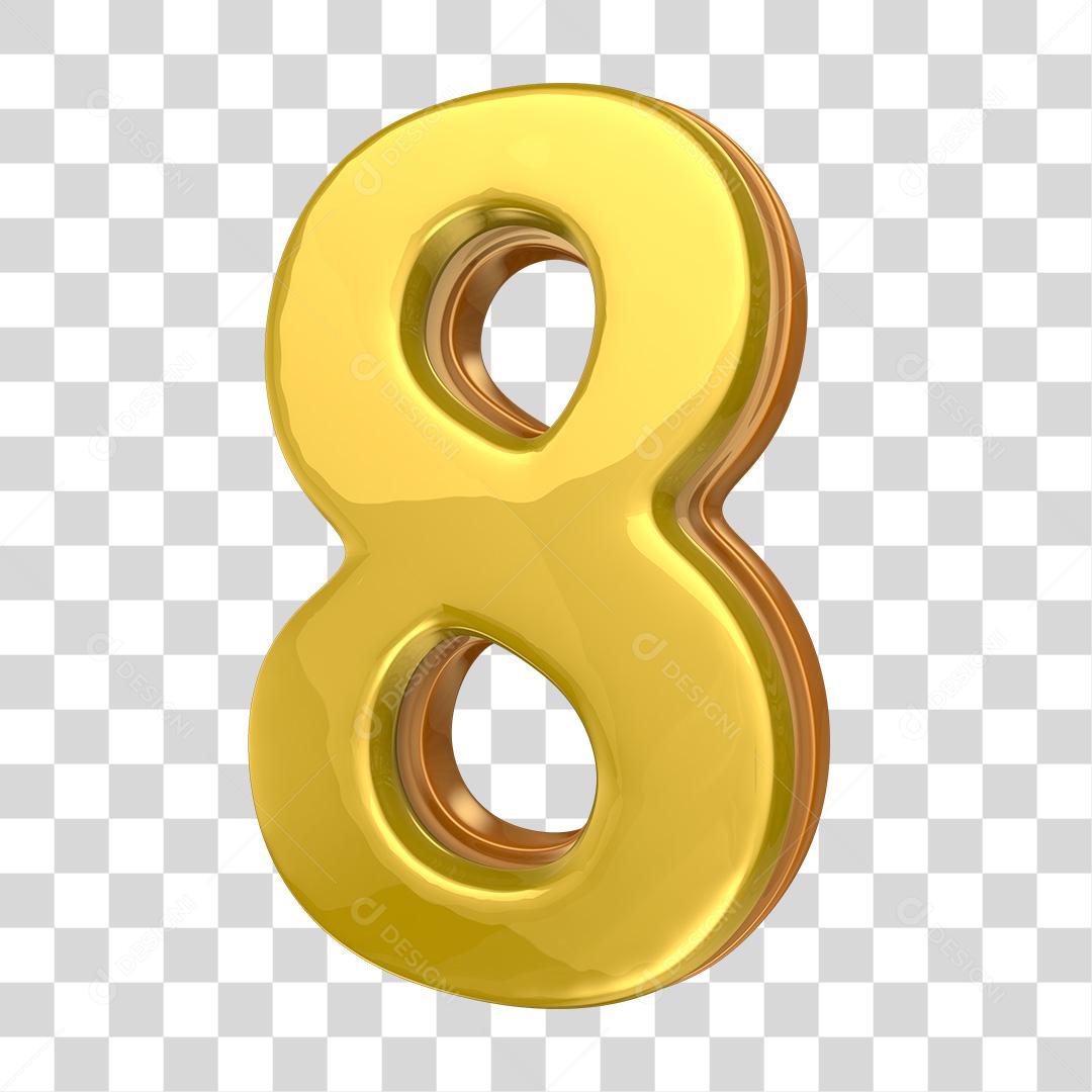 Número 8 Elemento 3D PNG Transparente