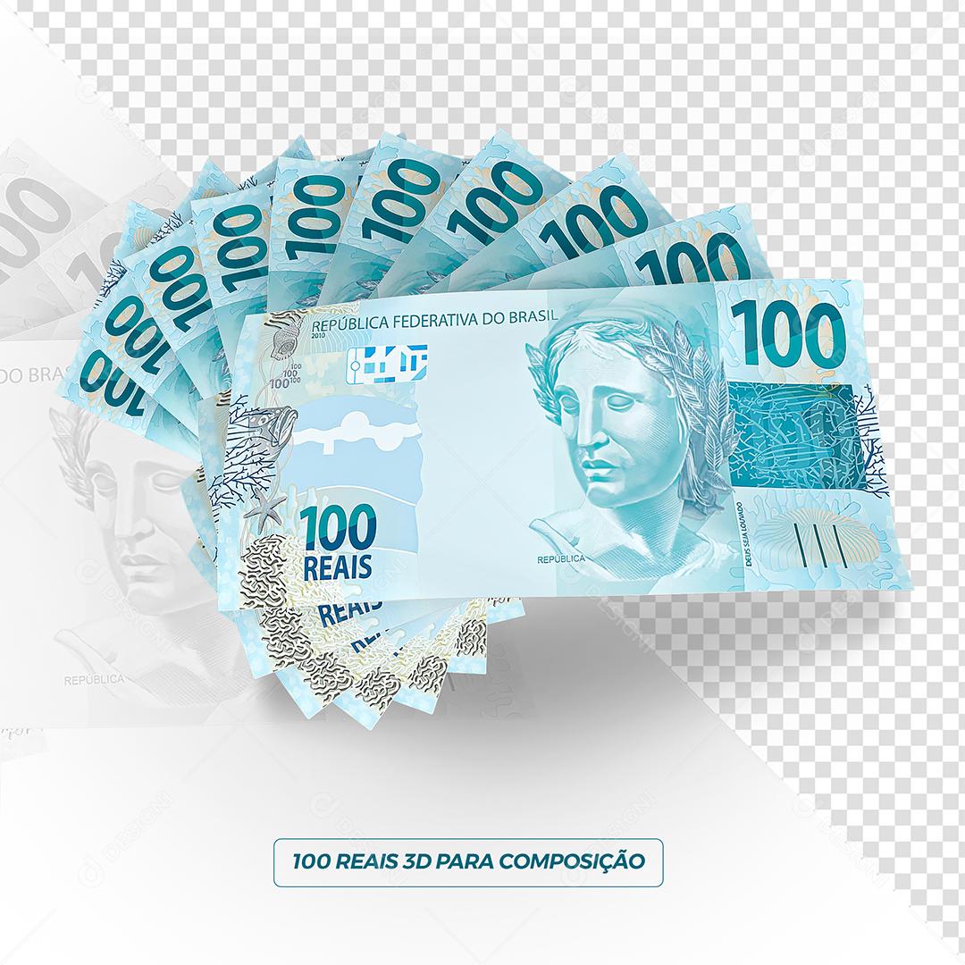 Notas de 100 Reais Elemento 3D Para Composição PSD Premium