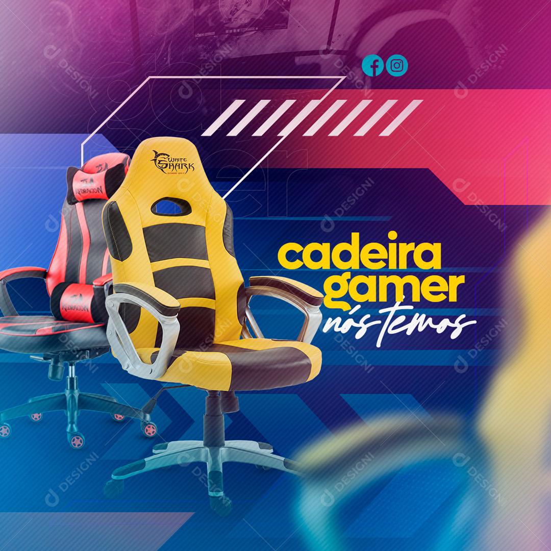 Social Media Cadeira gamer nós temos Vídeo Games PSD Editável