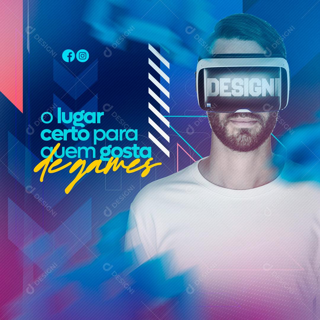 Social Media O lugar certo para quem gostar de games PSD Editável