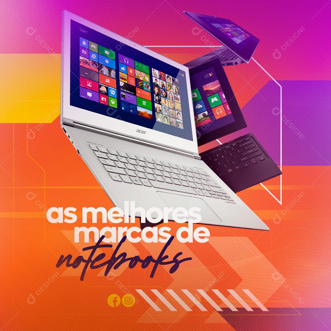 Social Media As melhores marcas de notebooks Lojas PSD Editável