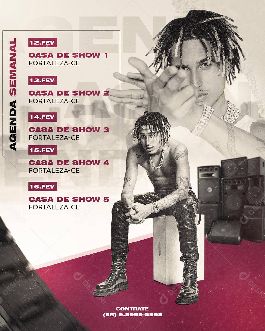 Social Media Agenda Semanal Matuê Flyers PSD Editável