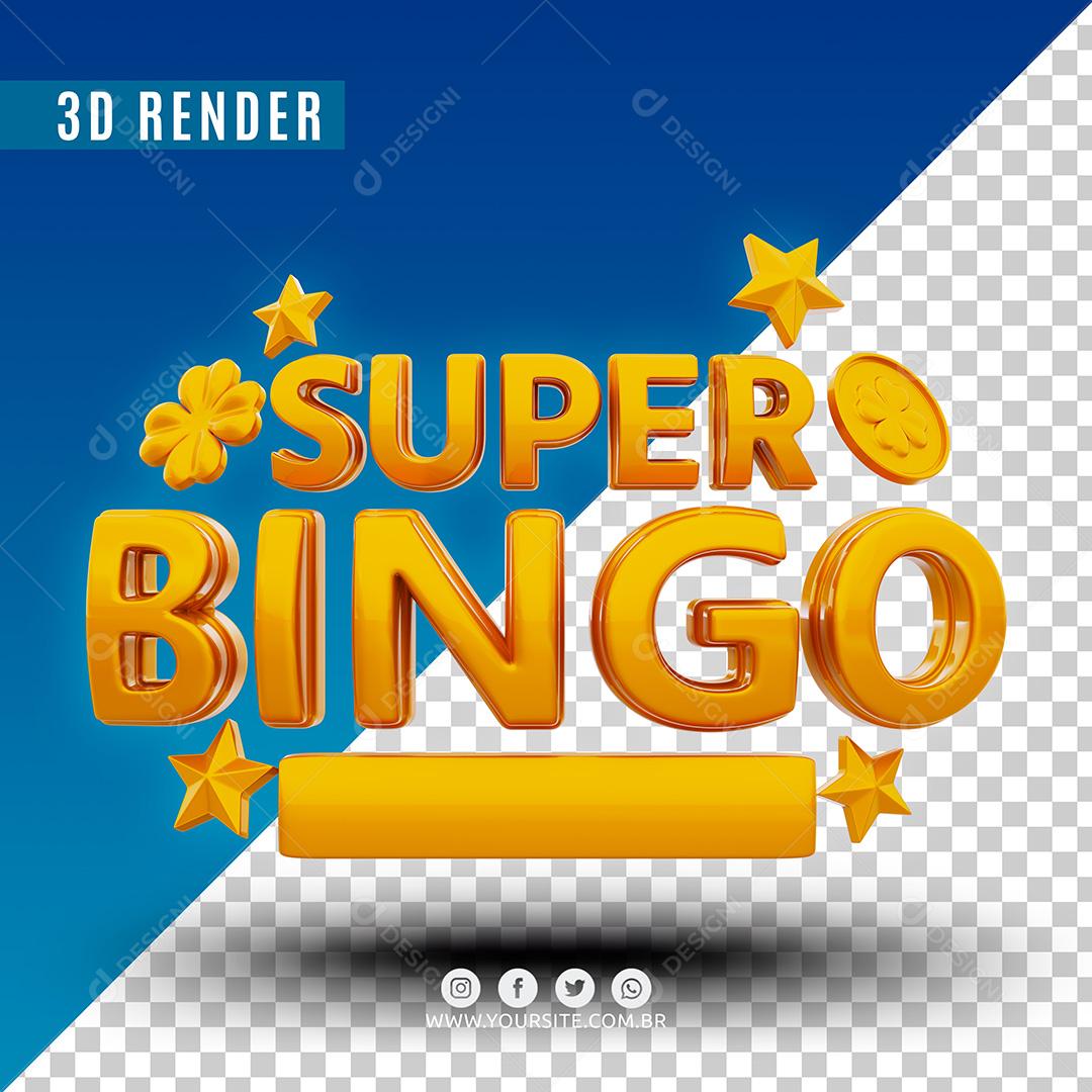 Texto 3D Super Bingo Para Composição PSD Premium