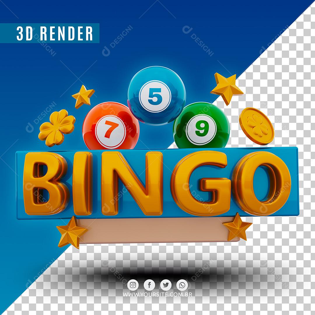 Bingo 3D Selo Para Composição PSD Premium