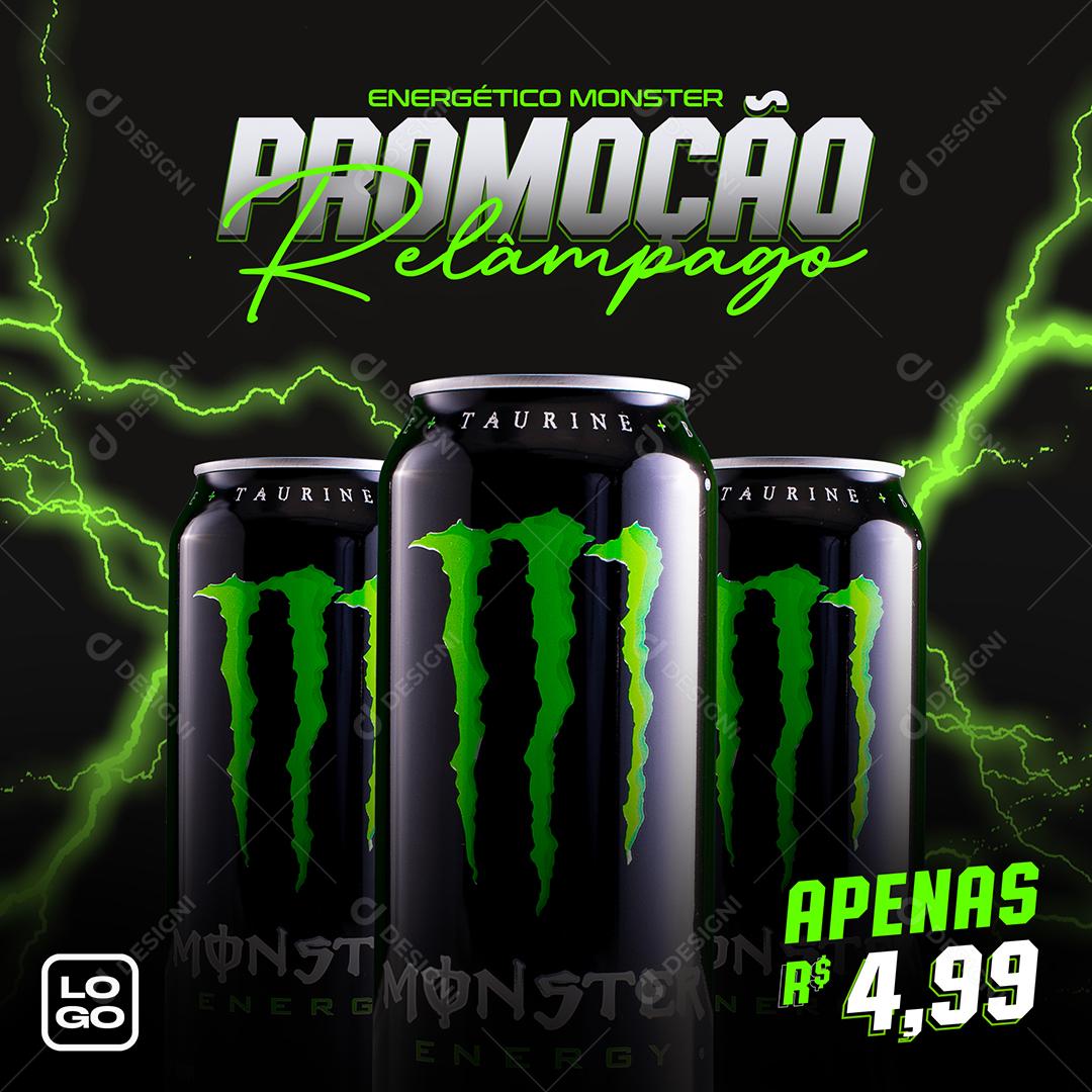 Social Media Promoção Relâmpago Monster Enérgetico PSD Editável