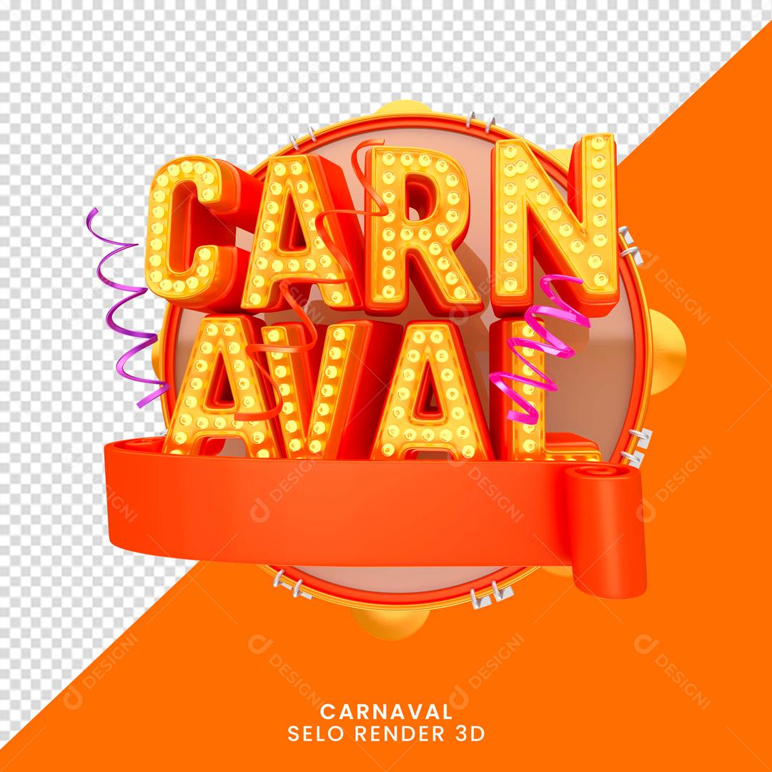 Selo 3D Para Composição Carnaval Promoção PNG Transparente