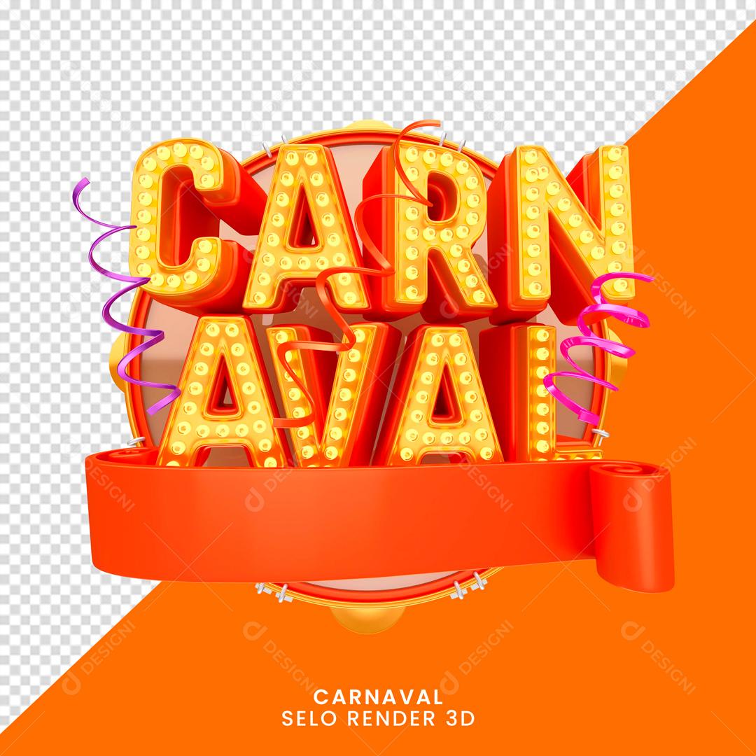 Selo 3D Para Composição Carnaval Promoção PNG Transparente