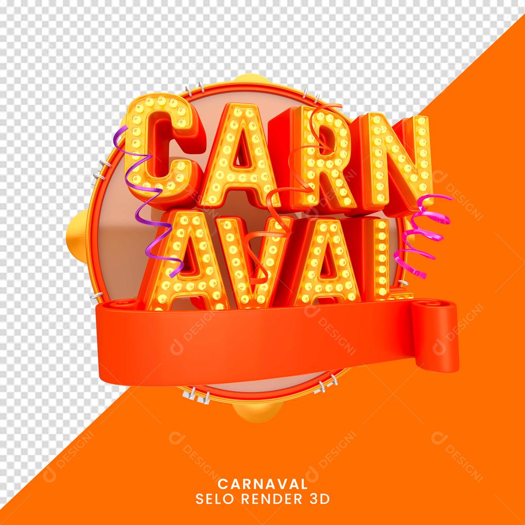Selo 3D Para Composição Carnaval Promoção PNG Transparente