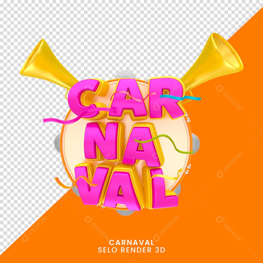 Selo 3D Para Composição Carnaval Promoção PNG Transparente
