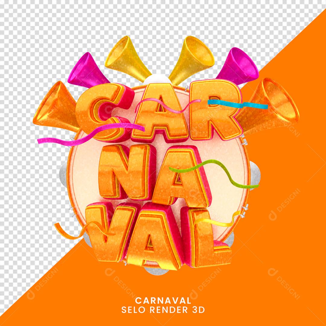 Selo 3D Para Composição Carnaval Promoção PNG Transparente