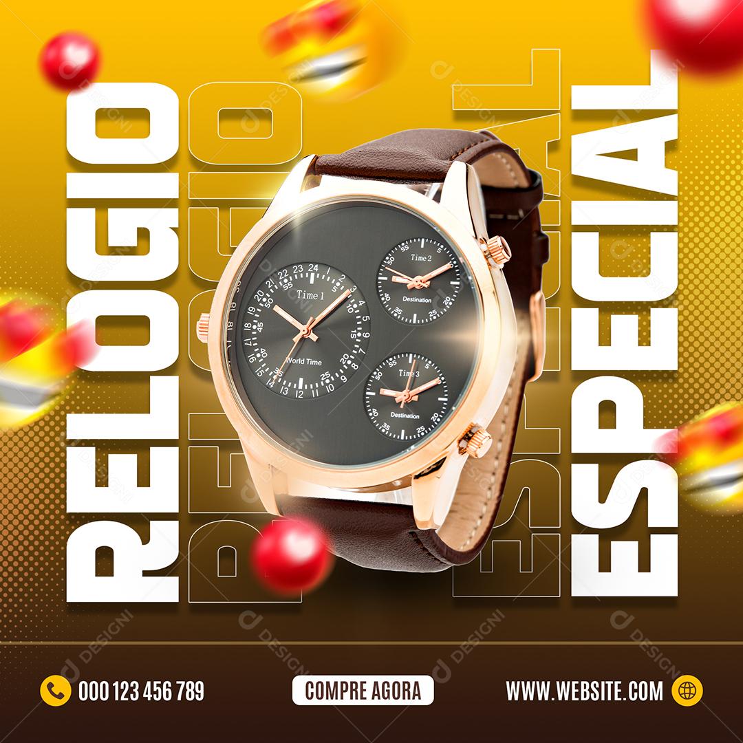 Social Media Relógio Especial PSD Editável