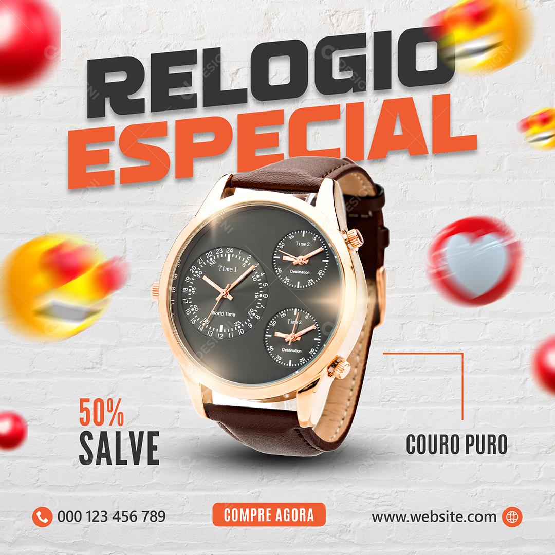 Social Media Relógio Especial PSD Editável