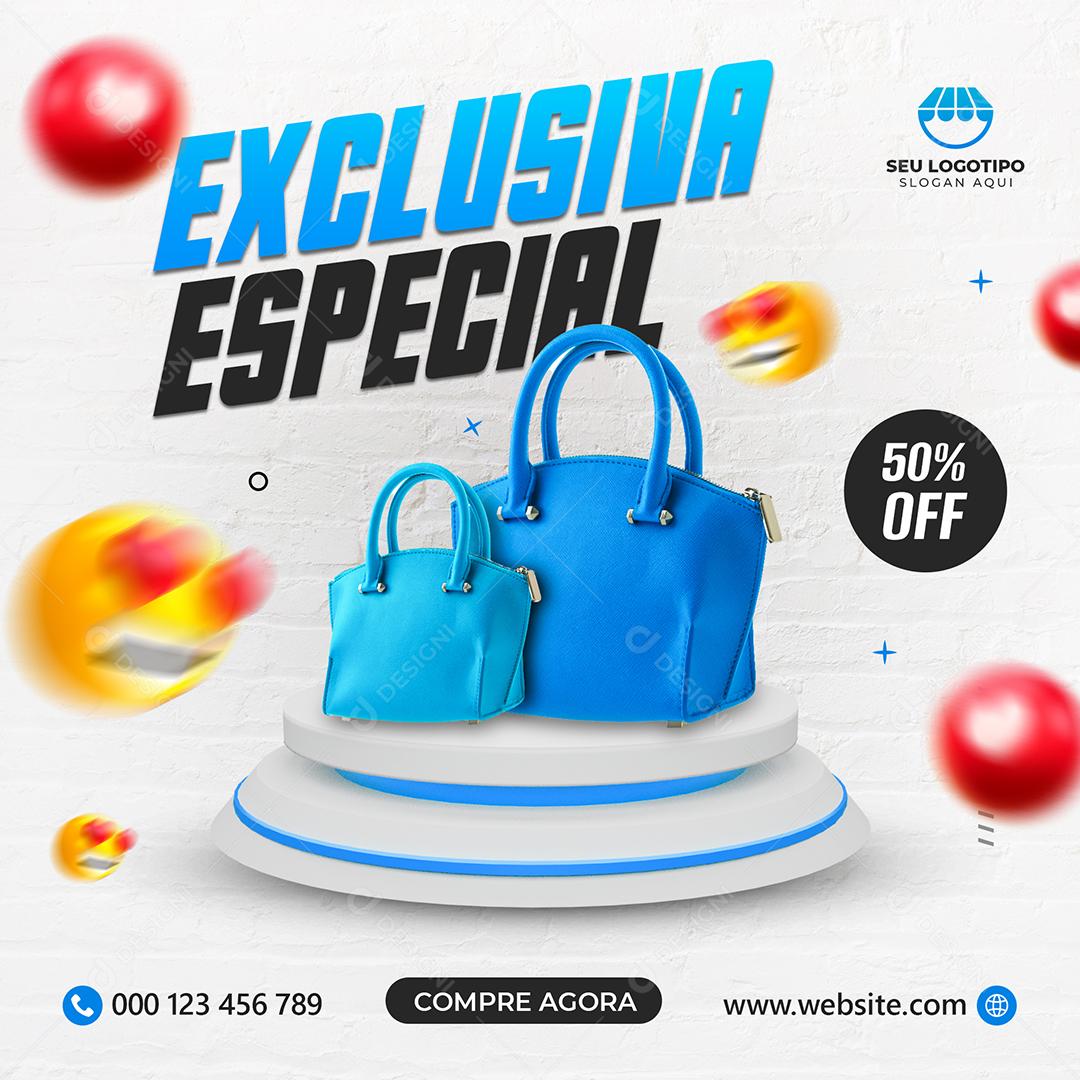 Social Media Exclusiva Especial Lojas 50% PSD Editável