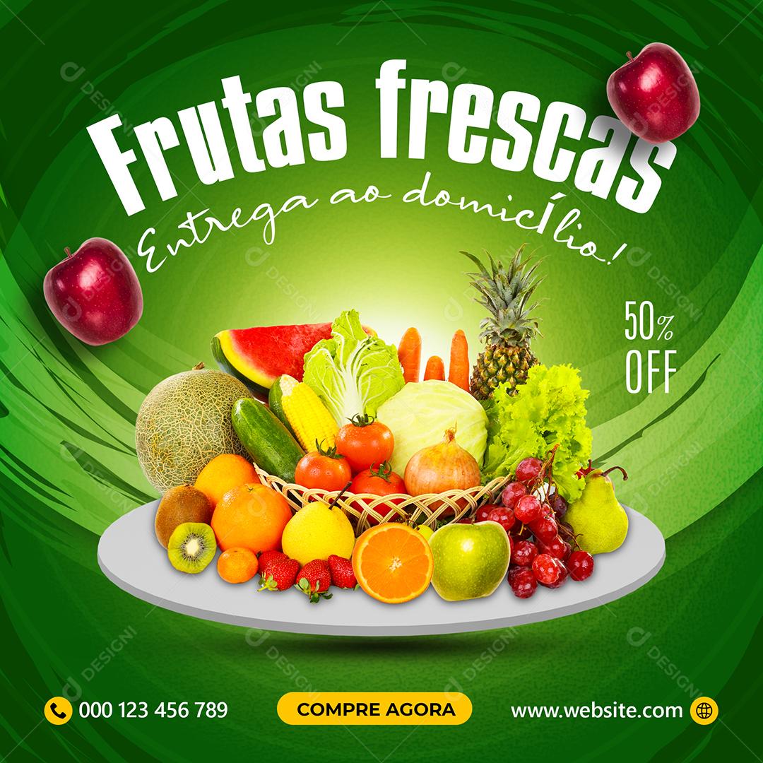 Social Media Frutas Frescas Entrega Ao Domicílio Hortifruti PSD Editável