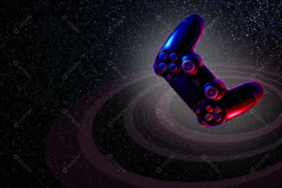 ilustração de joystick no  fundo escuro brilhante