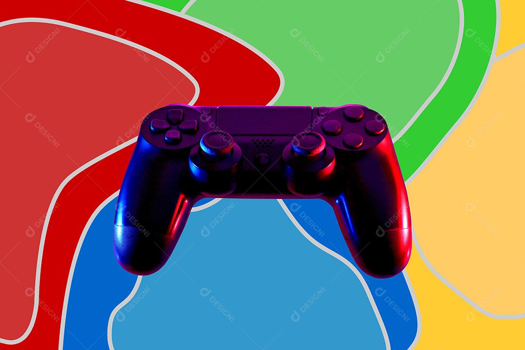 joystick com fundo colorido 4 cores