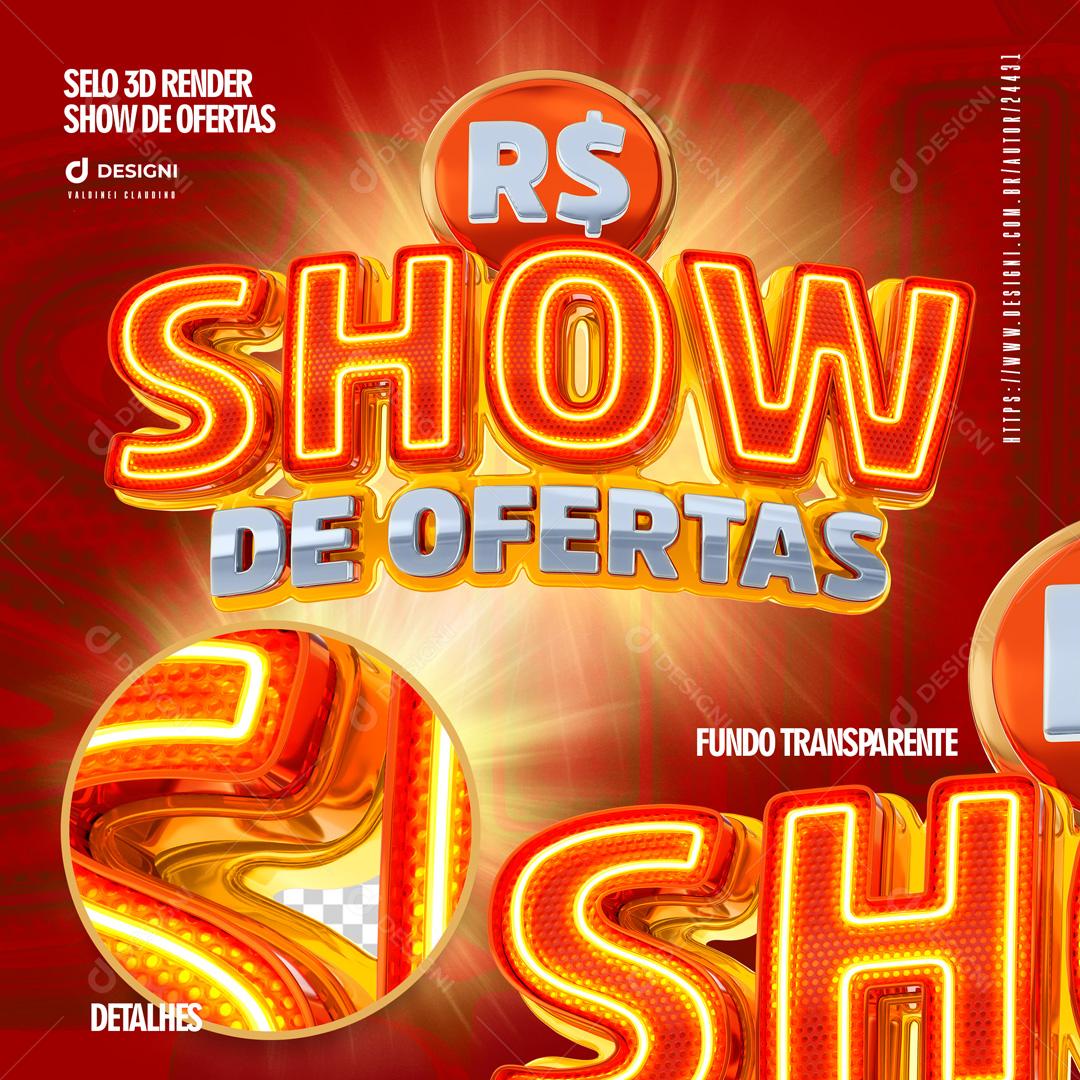 Selo 3D Para Composição Show De Ofertas PSD Editável