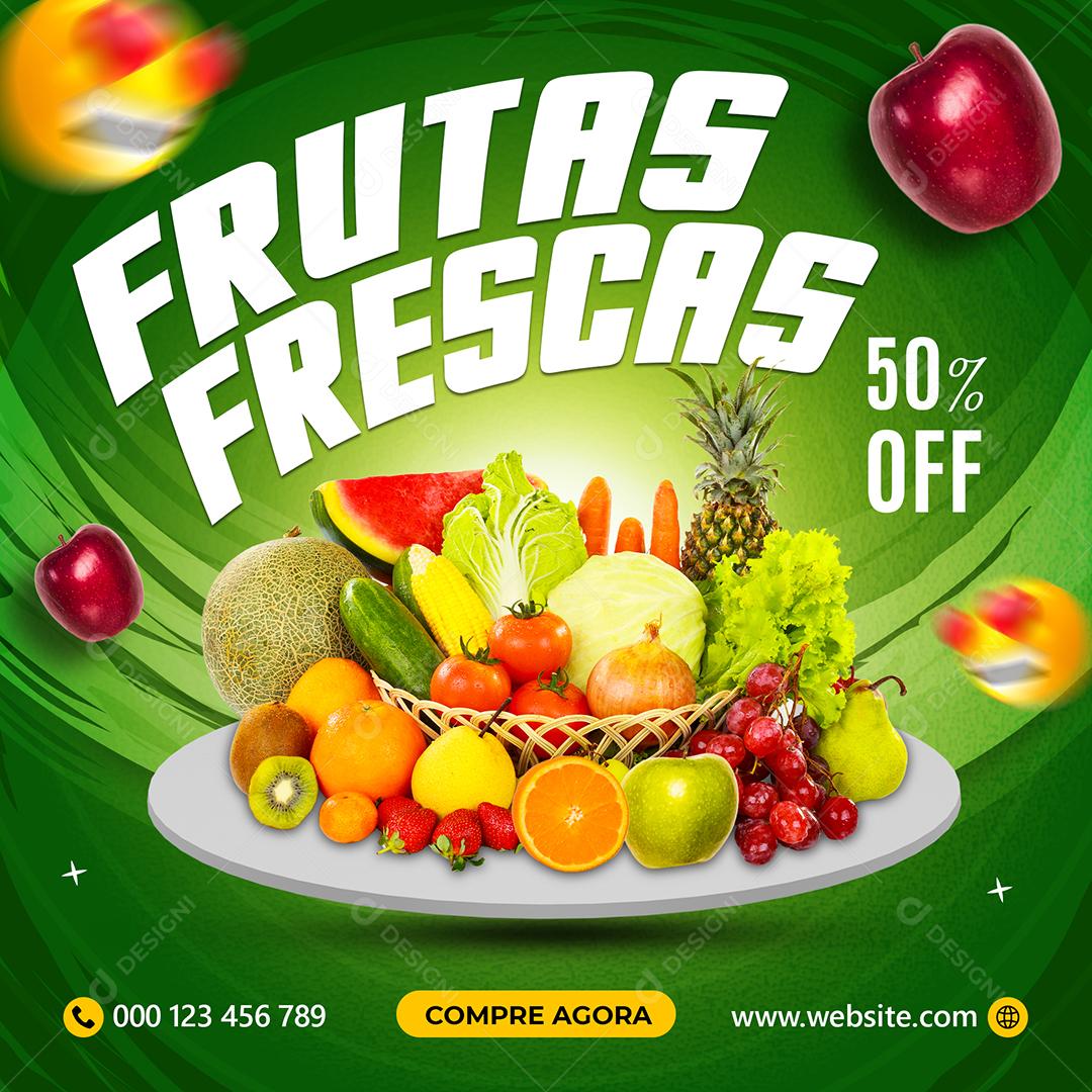Frutas Frescas 50% Hortifruti Social Media PSD Editável