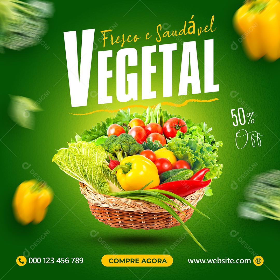 Fresco e Saudável Vegetal Hortifruti Social Media PSD Editável