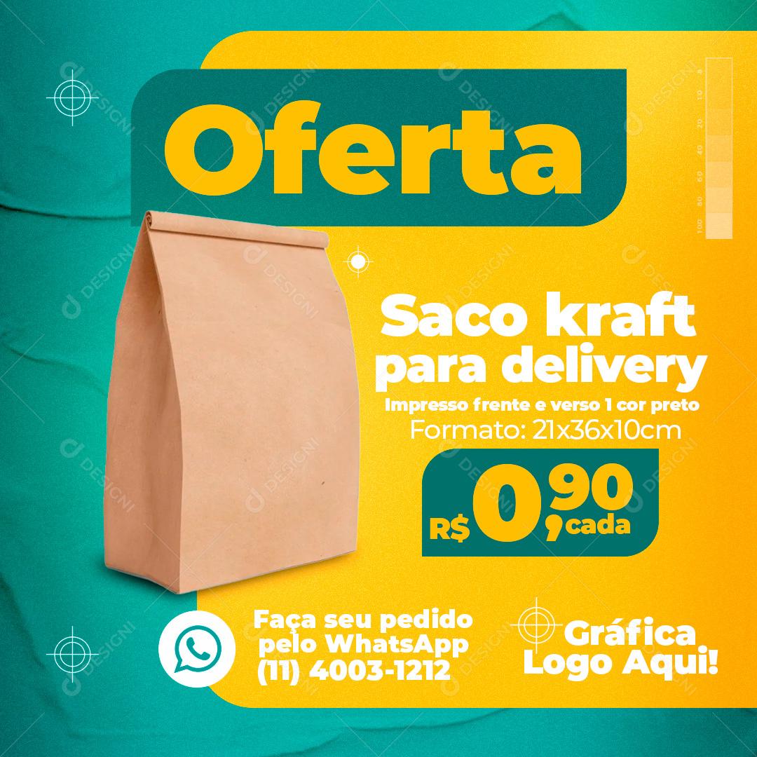 Ofertas Saco kraft Para Delivery Social Media PSD Editável