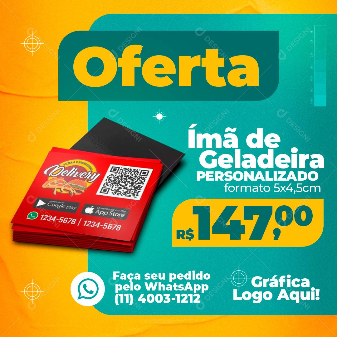 Ofertas Imãs De Geladeira Personalizados Social Media PSD Editável