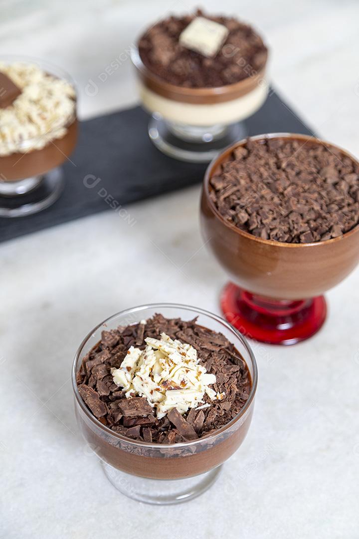 Food Sweet white and black chocolate mousse