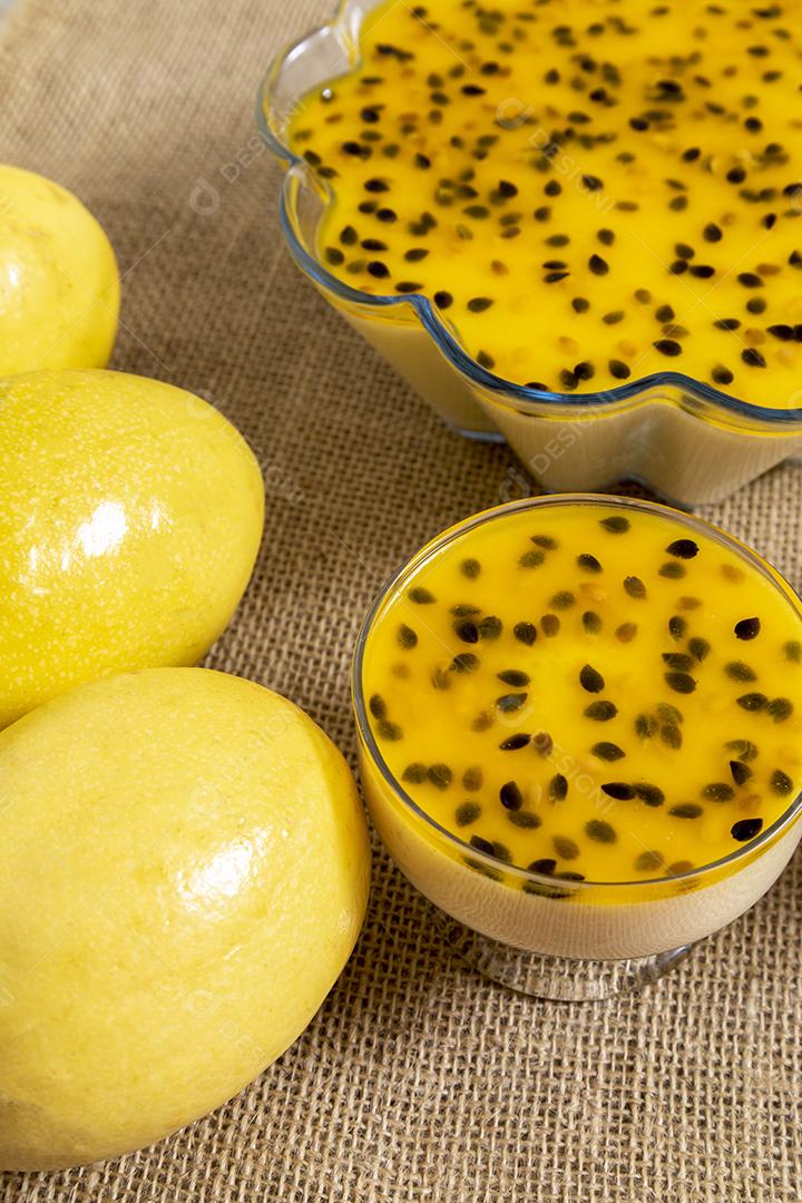 Dessert Passion fruit mousse served in a bowl